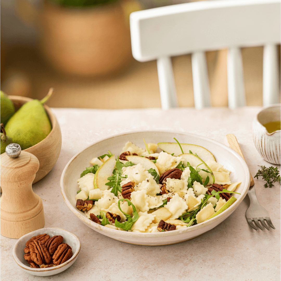 ravioles-chevre-salade-de-roquette-poire-et-pecan-2-1