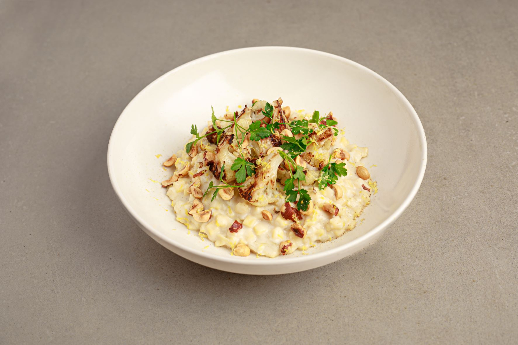 Crozets façon risotto, chou-fleur persil citron w