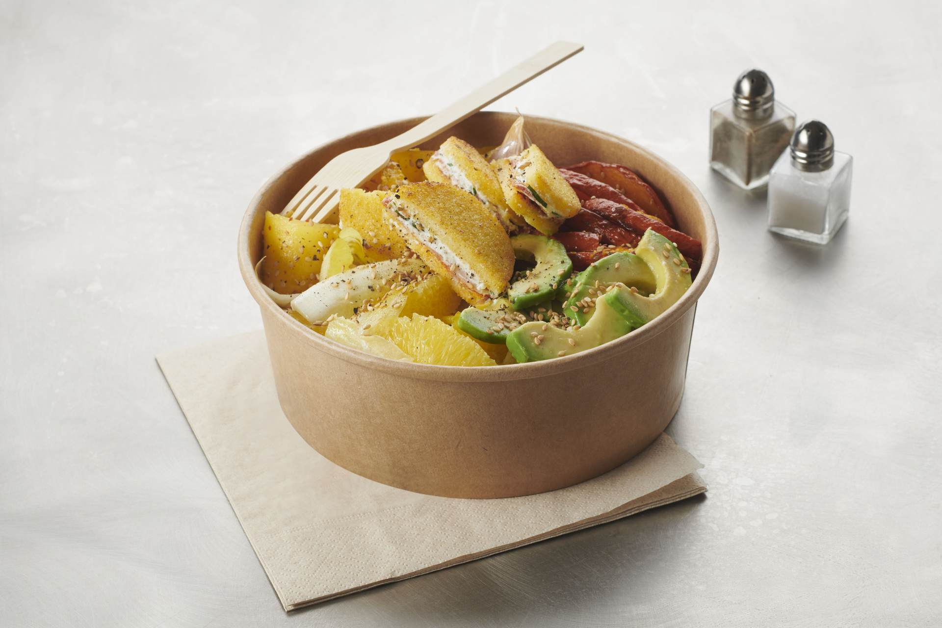 Bowl de légumes, ½ lune de polente au chorizo web