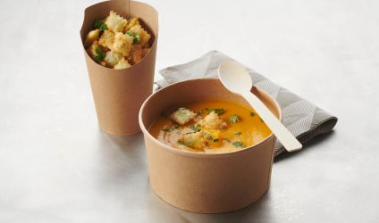 Crème de Potimarron au gingembre & ravioles frites