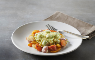 Ravioli_epinards_sauce_verte_et_legumes_rotis