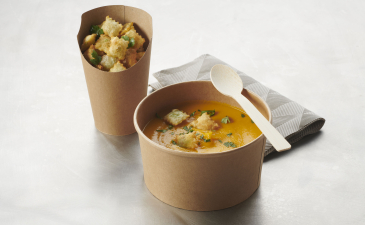 Crème de Potimarron au gingembre & ravioles frites